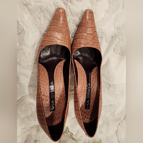 Via Spiga Blush Pink Faux Croc Pointed Heels- 8M - Picture 12 of 16